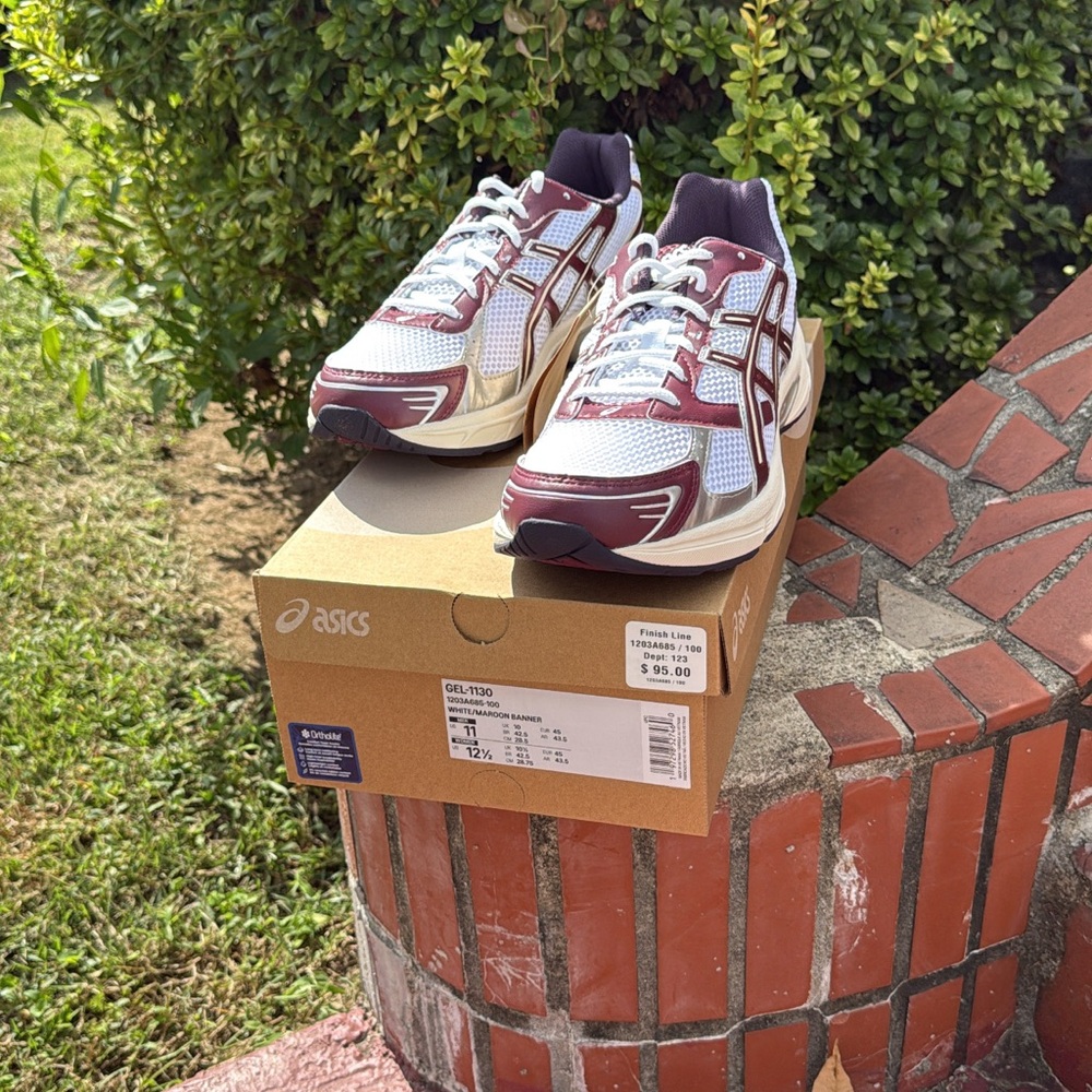 ASICS White and Maroon Athletic Shoes - Picture 3 of 4